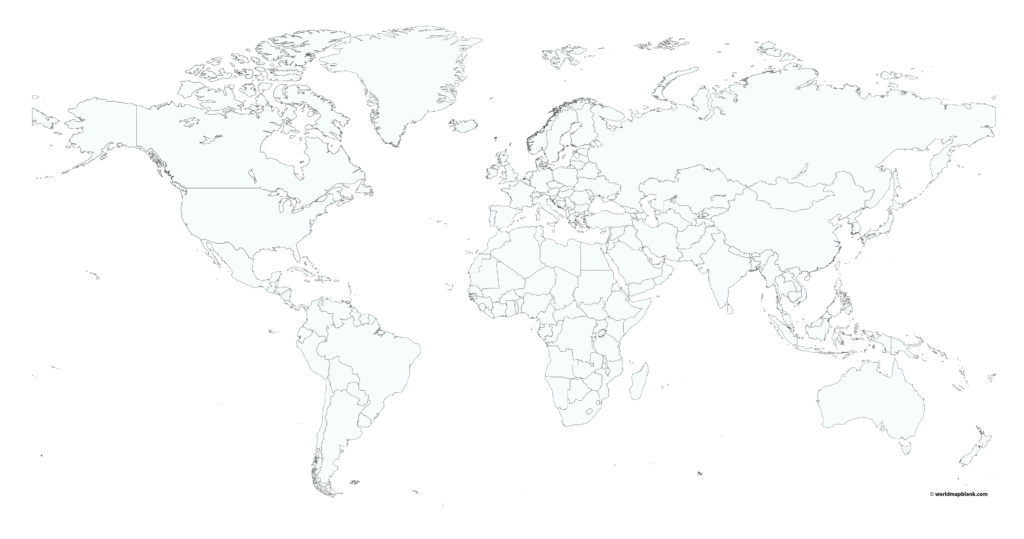 Mapa mundial em branco com os países