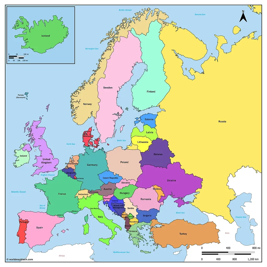 Europe Map with Countries