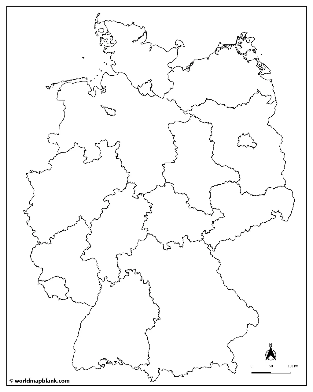 Leere Karte Von Deutschland Für Arbeitsblätter