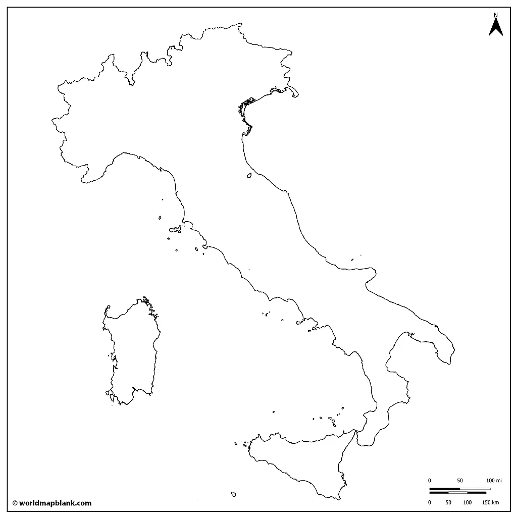 Outline Map of Italy