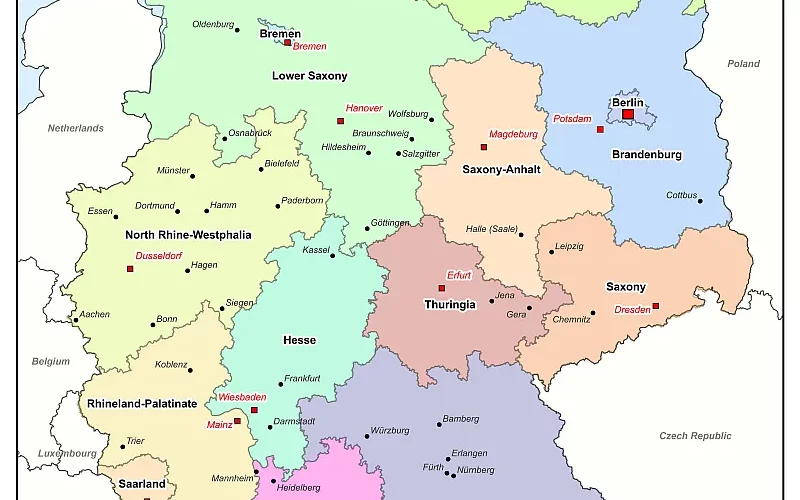 Map Of Germany With Major Cities