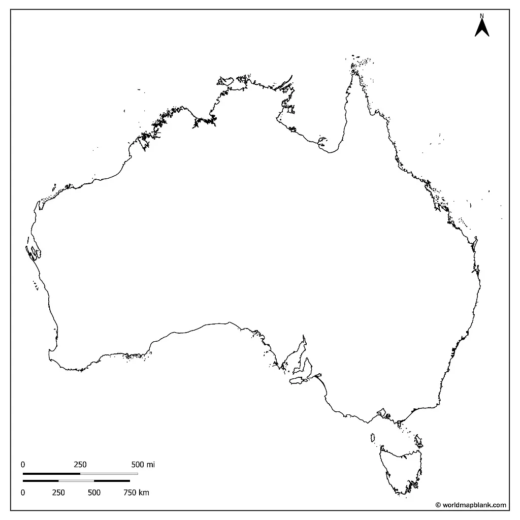 Outline Map of Australia