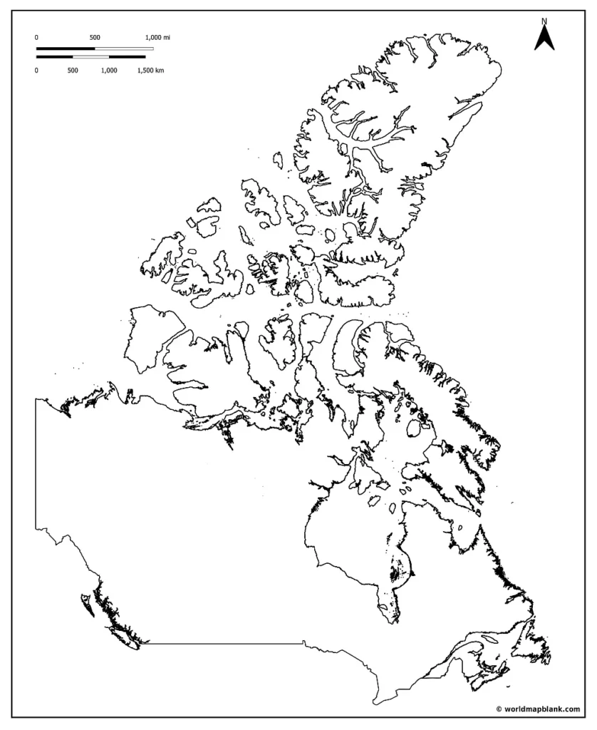 Kanadakarte mit Umrissen