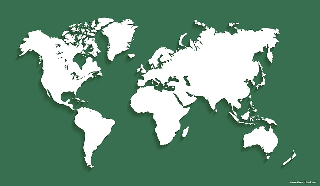 Mapa del mundo en blanco sin nombres