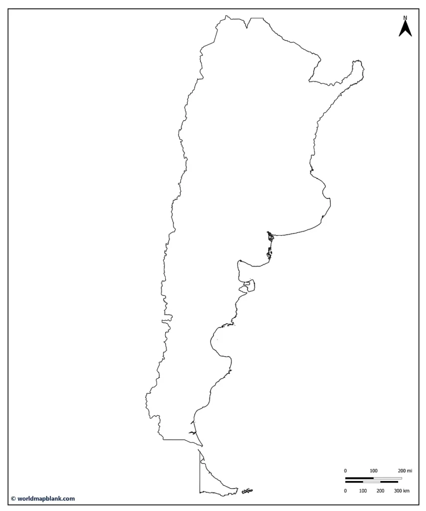 Cartina Del Contorno Dell'Argentina