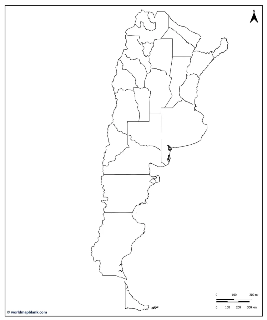 Mapa Em Branco De Argentina Com Estados