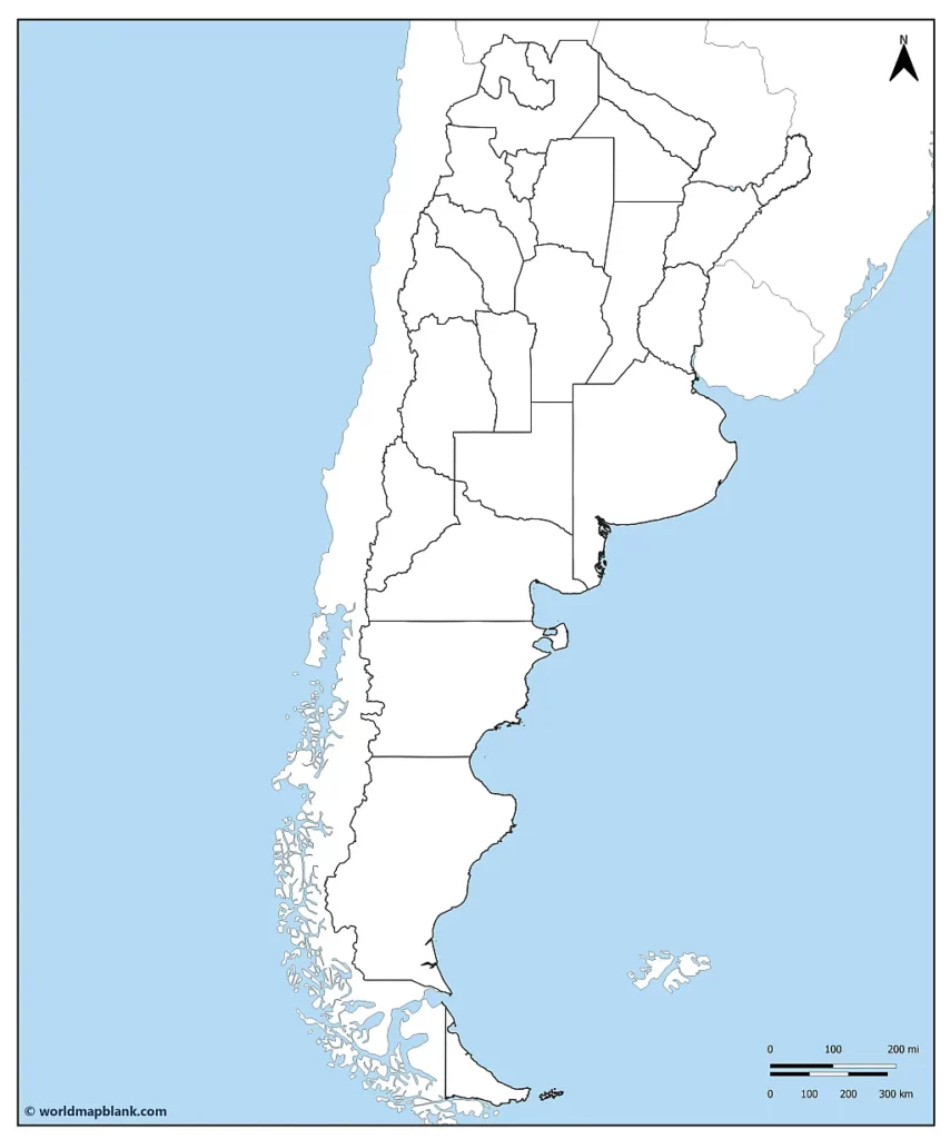 Mapa Em Branco Da Argentina