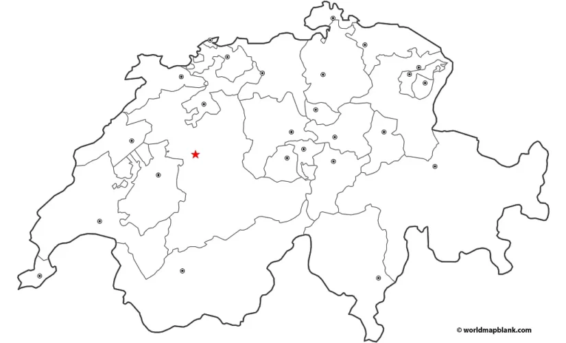 Blank Switzerland Map With Capitals