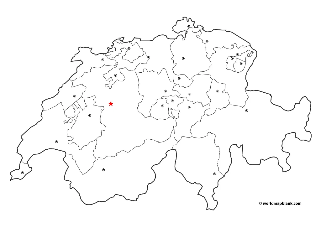 Blank Switzerland Map with Capitals