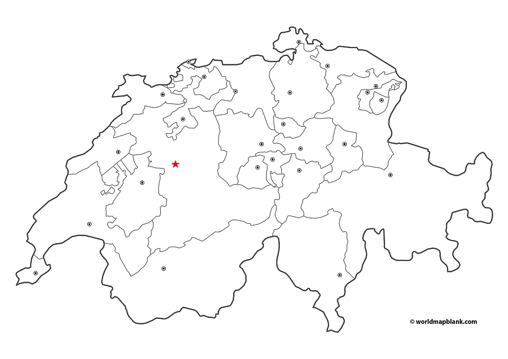 Stumme Karte Schweiz Mit Hauptorten