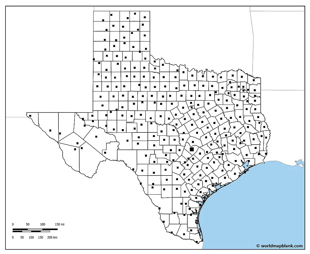 Blank Map of Texas With Neighboring States