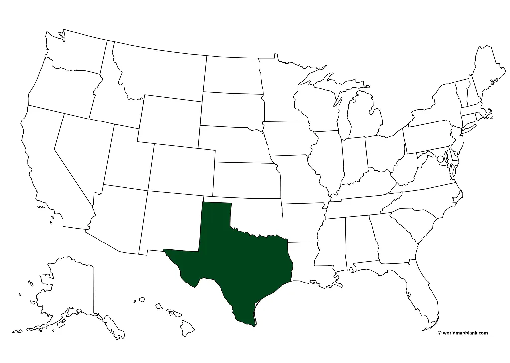 Texas on a USA Map