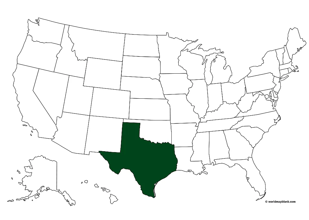 Texas on a Usa Map