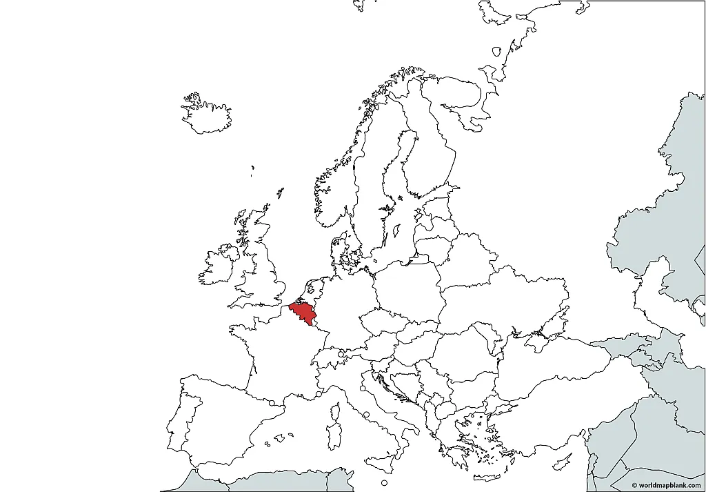 Belgium on a Map of Europe