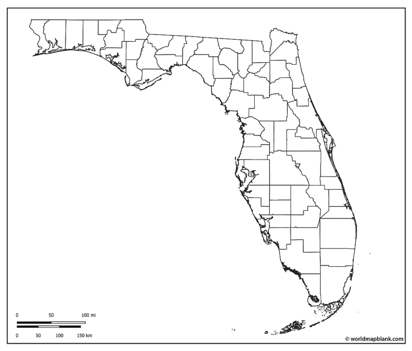 Blank County Map Florida