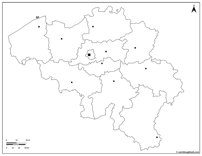 Blank Map Of Belgium With Capitals