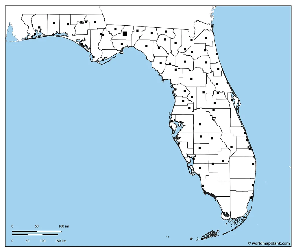 Florida Map Blank with Georgia and Alabama