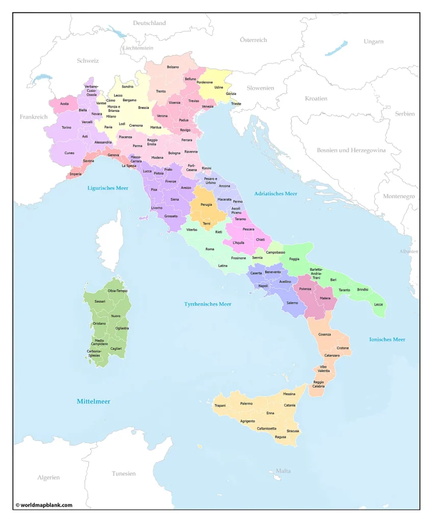 Italien Karte Provinzen