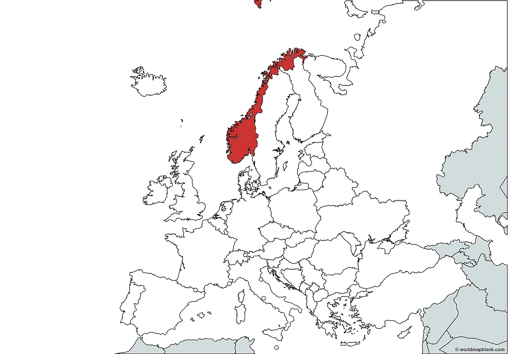 Norway on a Map of Europe