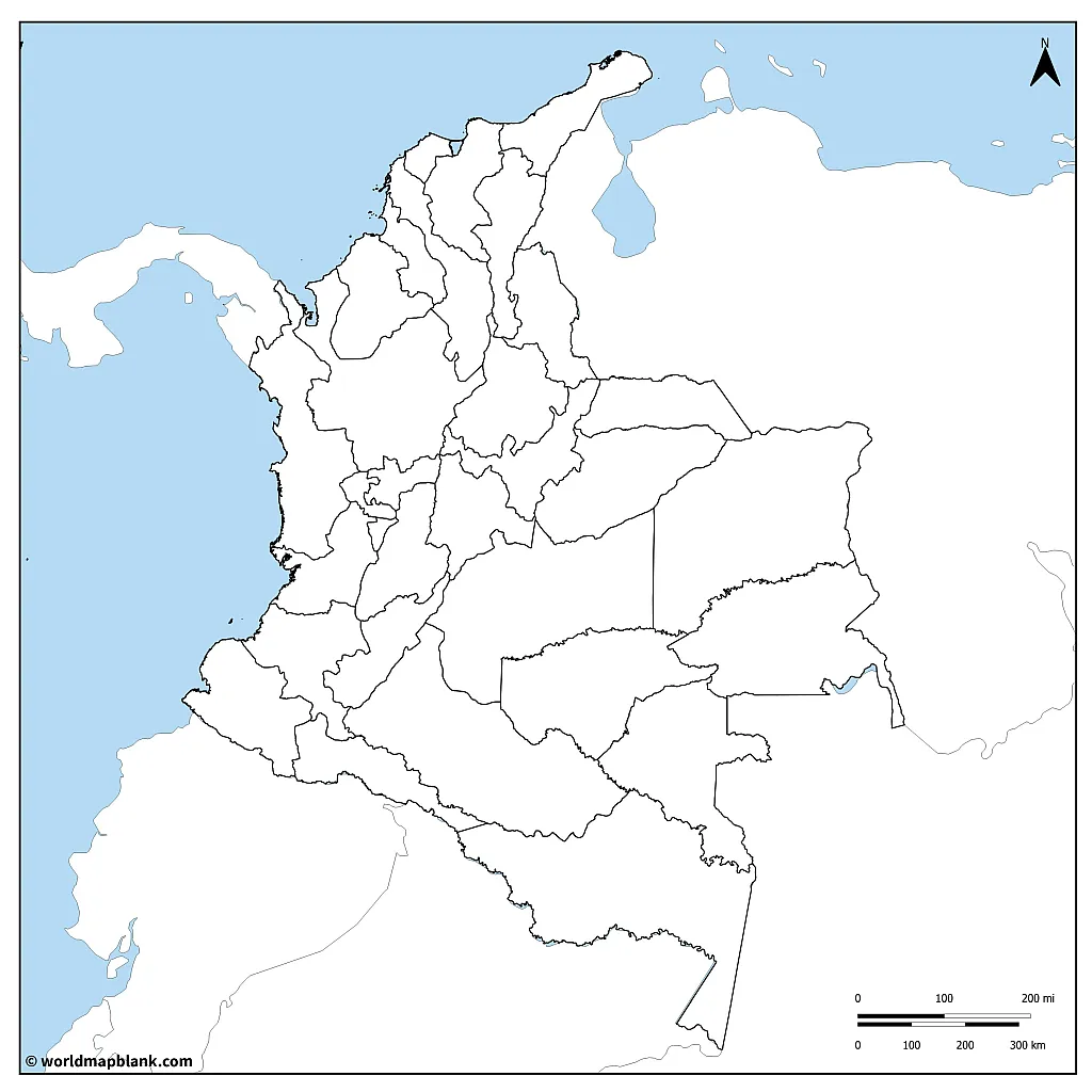 Blank Map of Colombia