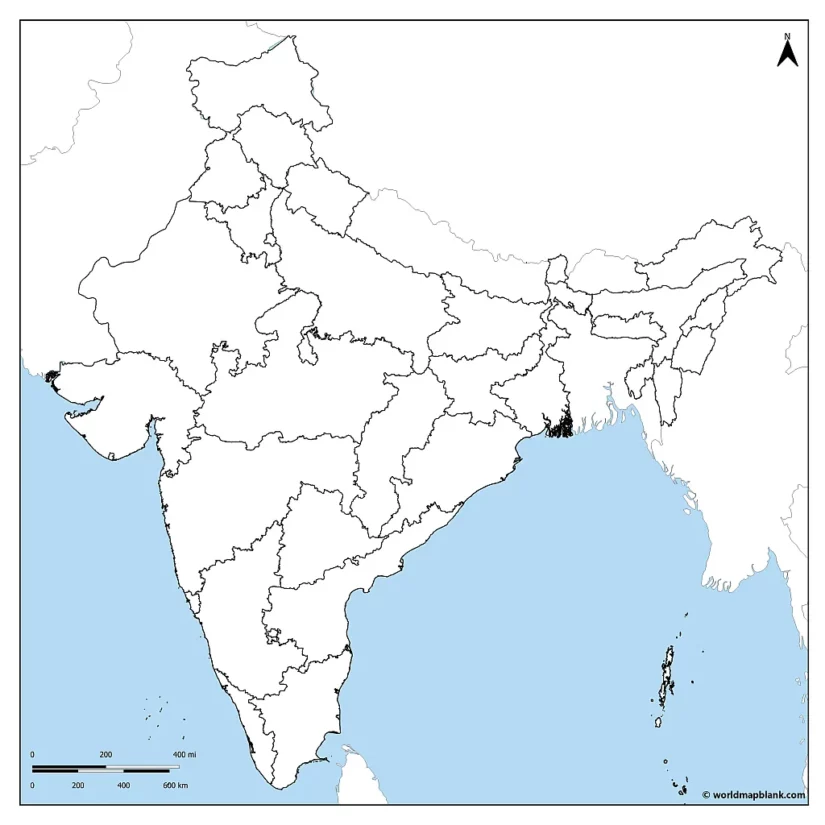 Blank Map Of India With Neighboring Countries