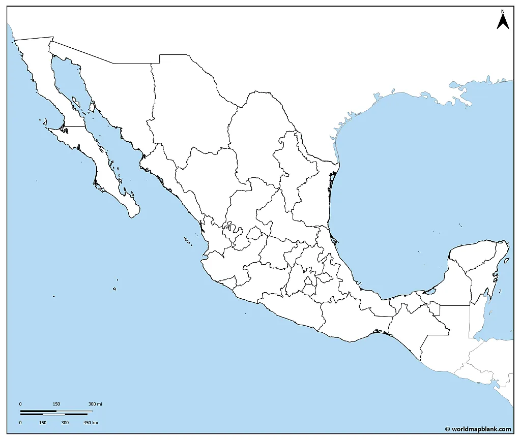 Blank Map Of Mexico Outline Map Of Mexico PDF   Blank Map Of Mexico With Neighboring Countries.webp