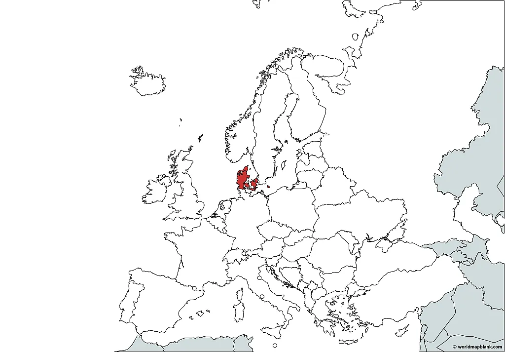 Denmark on Map of Europe