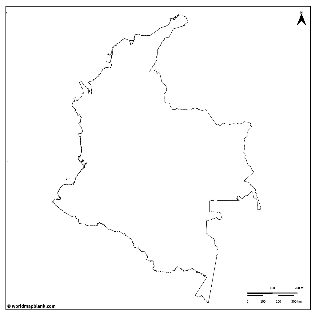 Outline Map of Colombia