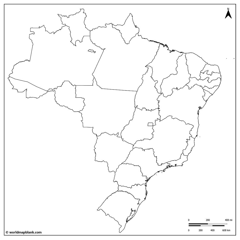 Blank Map of Brazil with States