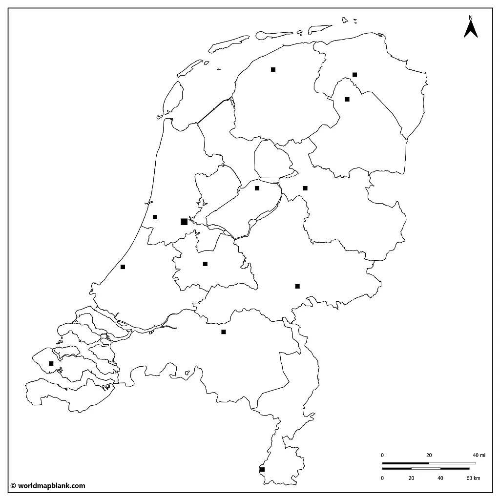 Blank Outline Map of the Netherlands