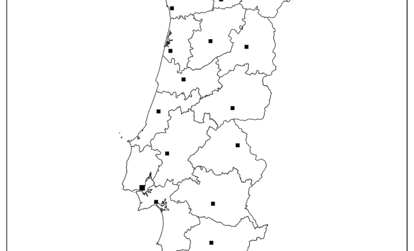 Blank Portugal Map With Capitals