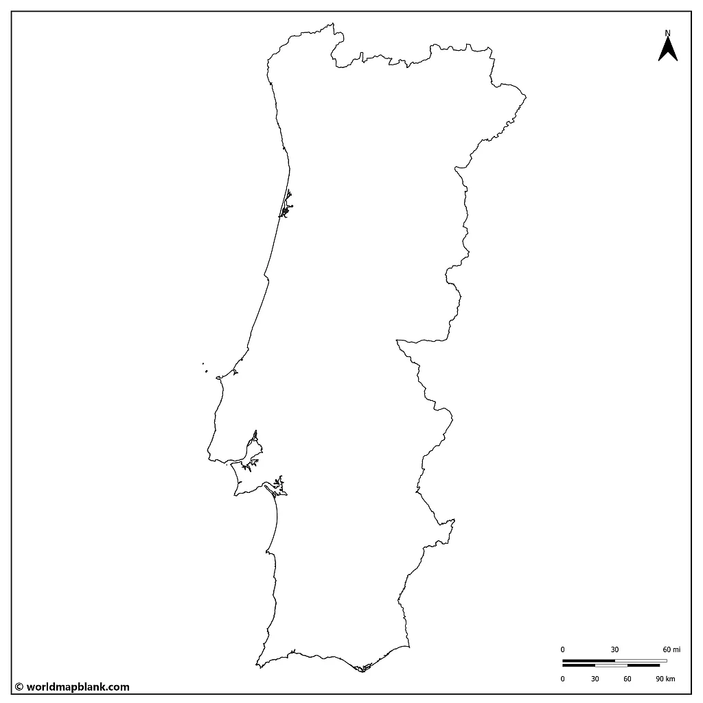 Outline Map of Portugal