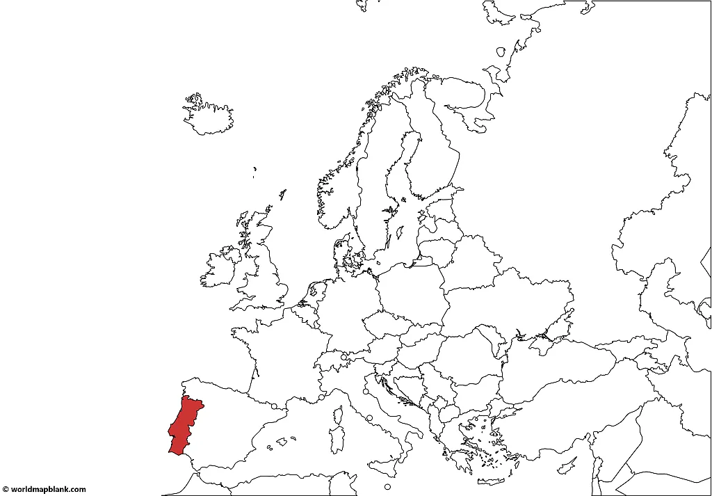 Portugal on a Map of Europe