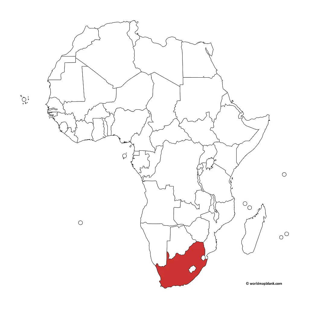 South Africa on a Map of Africa