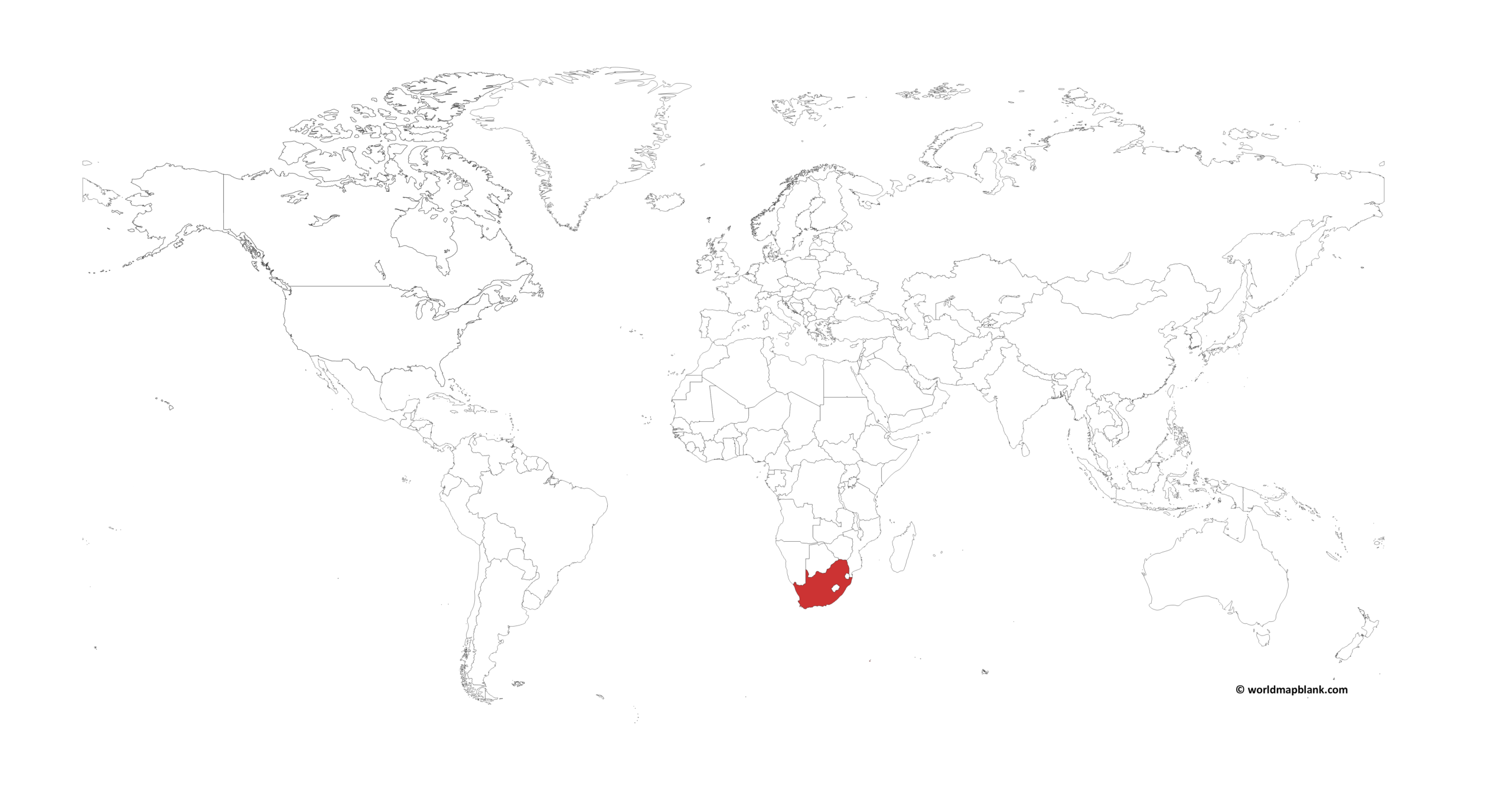 South Africa on the World Map