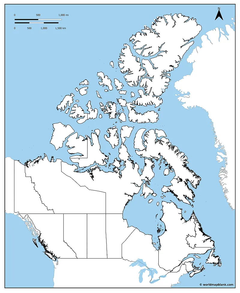 Blank Map of Canada Provinces