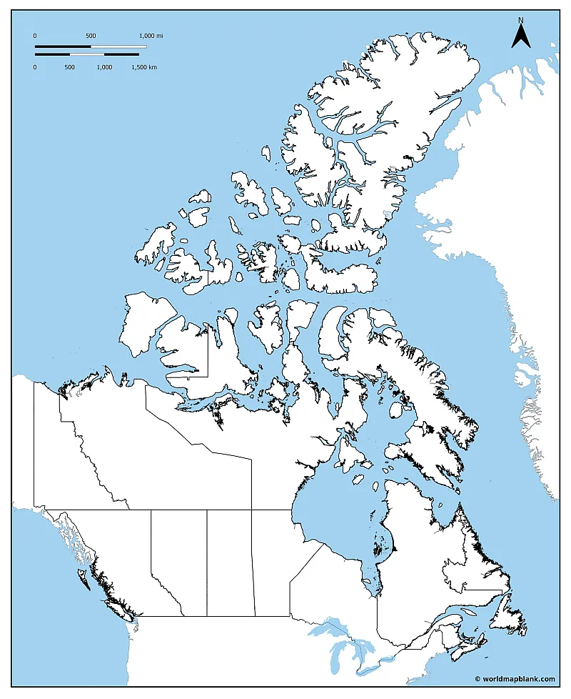 blank canada physical map