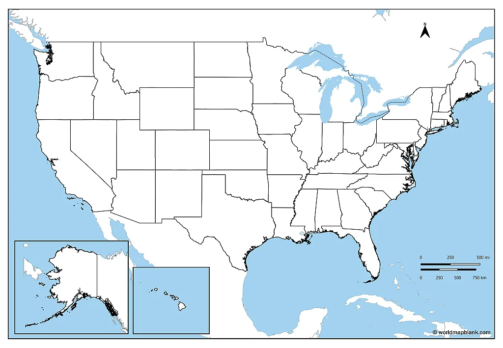 Map of USA Blank