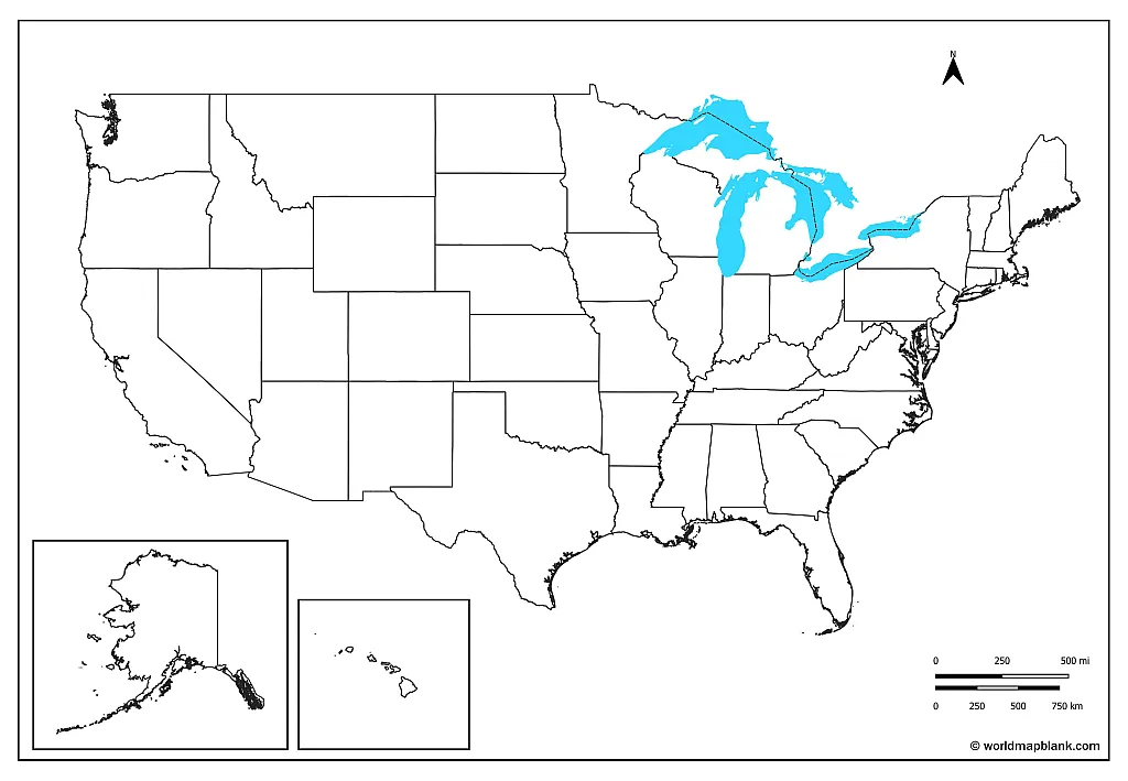 Map of the United States Blank