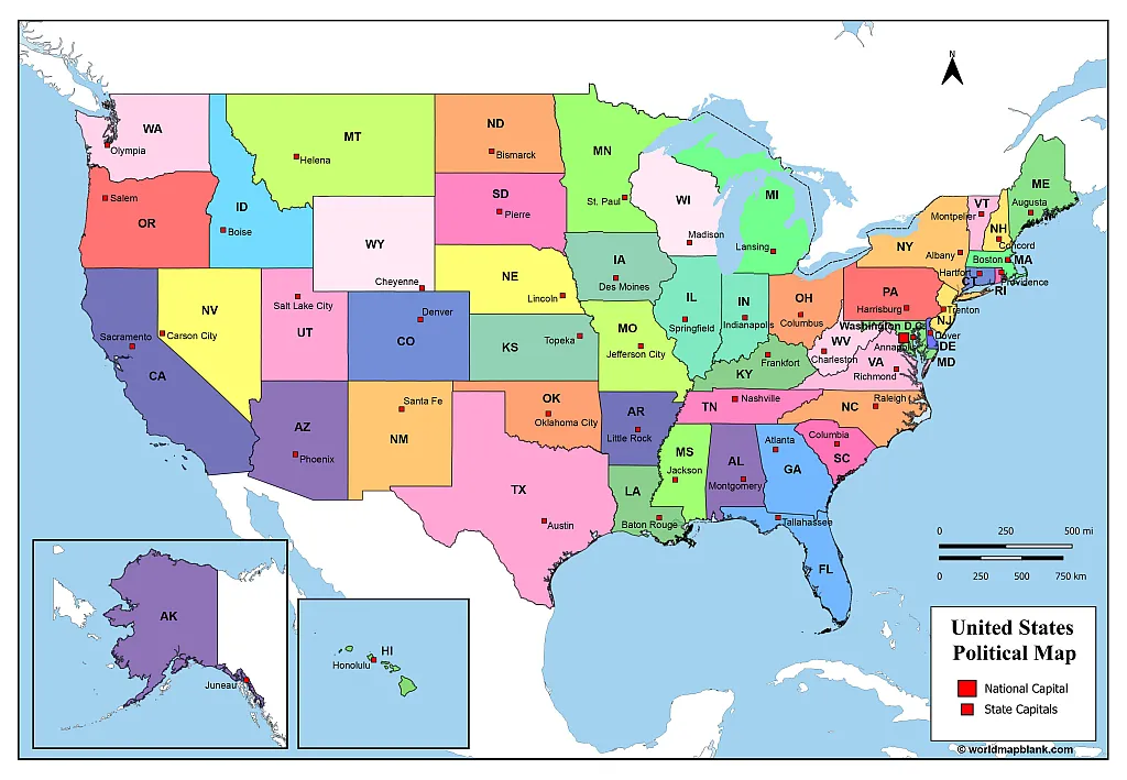 Usa Staaten Karte