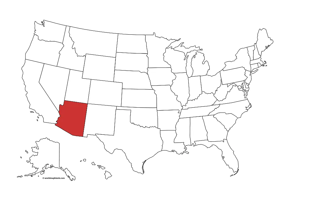 Arizona on a map