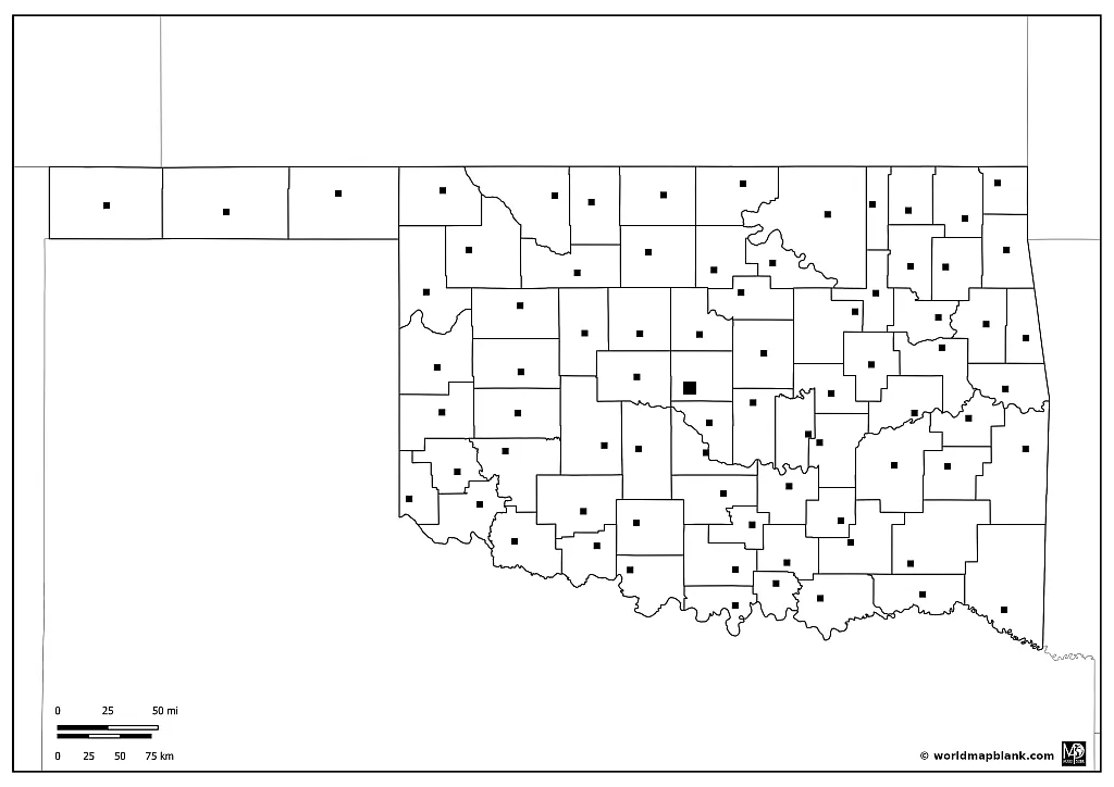 Blank Map of Oklahoma with Neighboring States