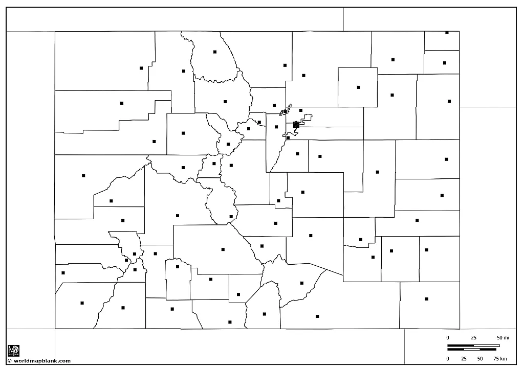 Colorado Blank Map with Neighboring States