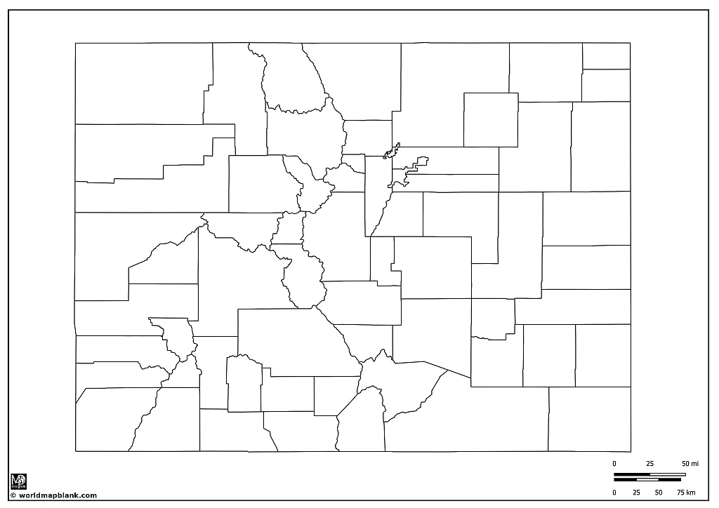 Colorado State Outline with Counties