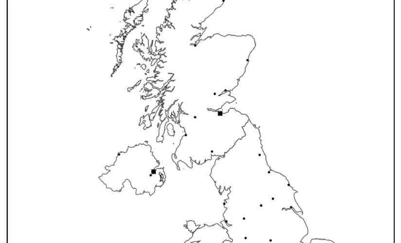 UK Outline Map With Cities