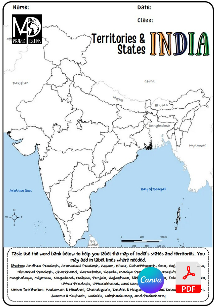 India Map Worksheets