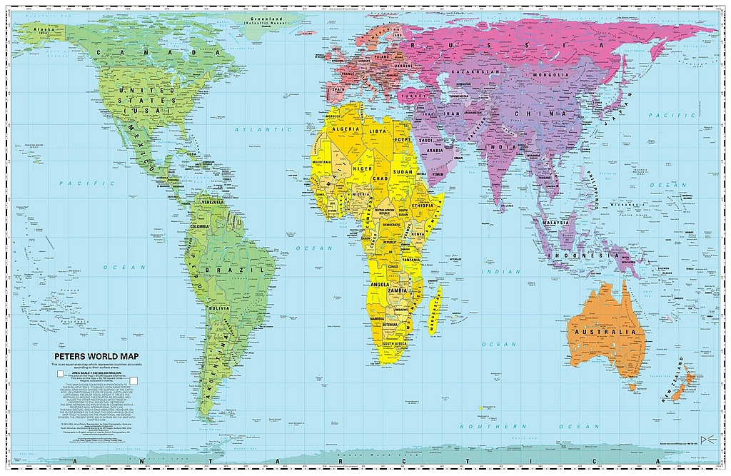 Peters Projection World Map