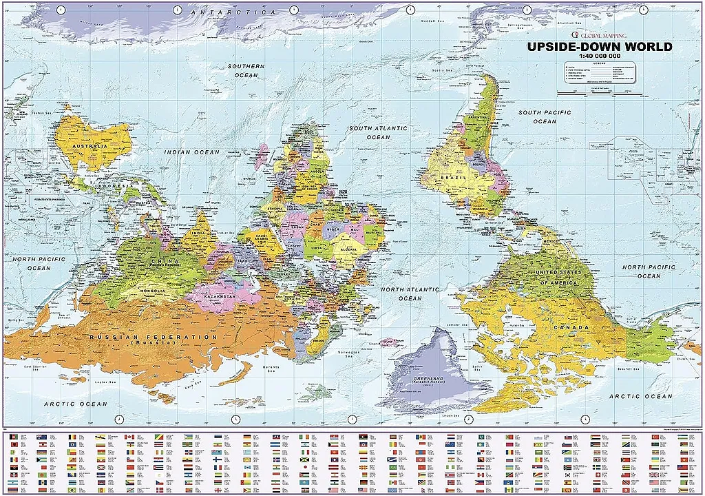 Upside Down World Map Global Mapping