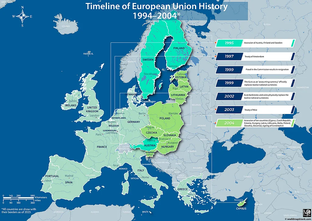 Eu History Timeline Map 1994 2004