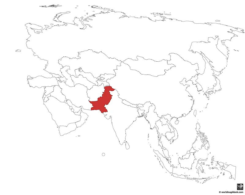 Pakistan on a Map of Asia